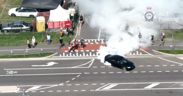 Police film driver's alleged burnout with kids in car during Summernats