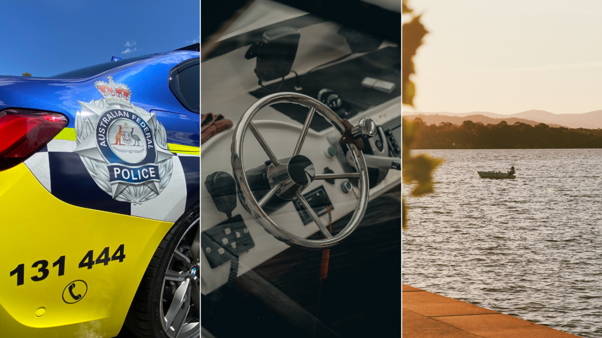 AFP car, boat, Lake Burley Griffin