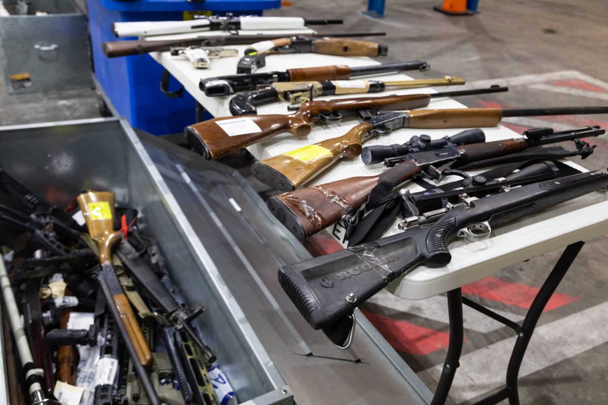 Various weapons on a table