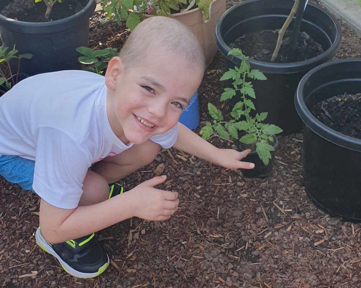 Boy gardening