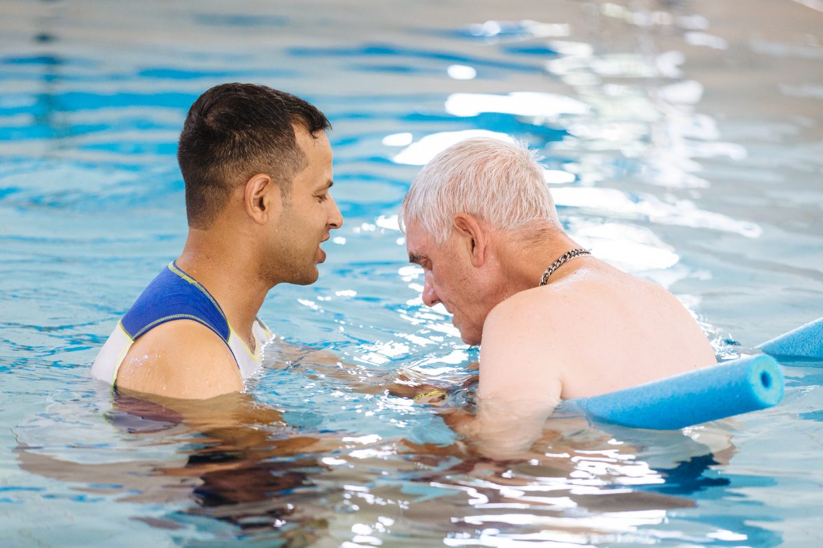 A swimmer in the Hydrotherapy pool