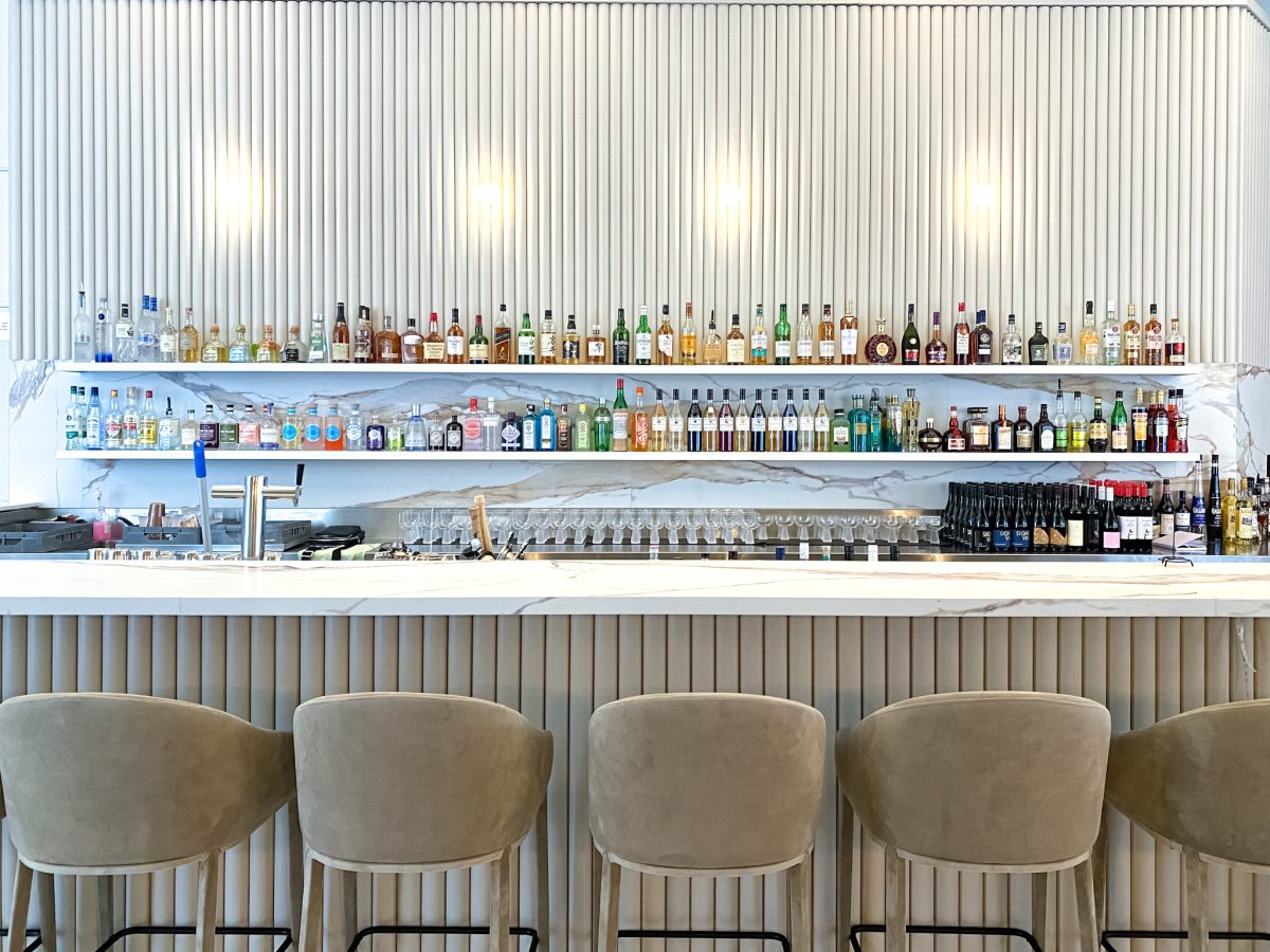 Bar with stools.