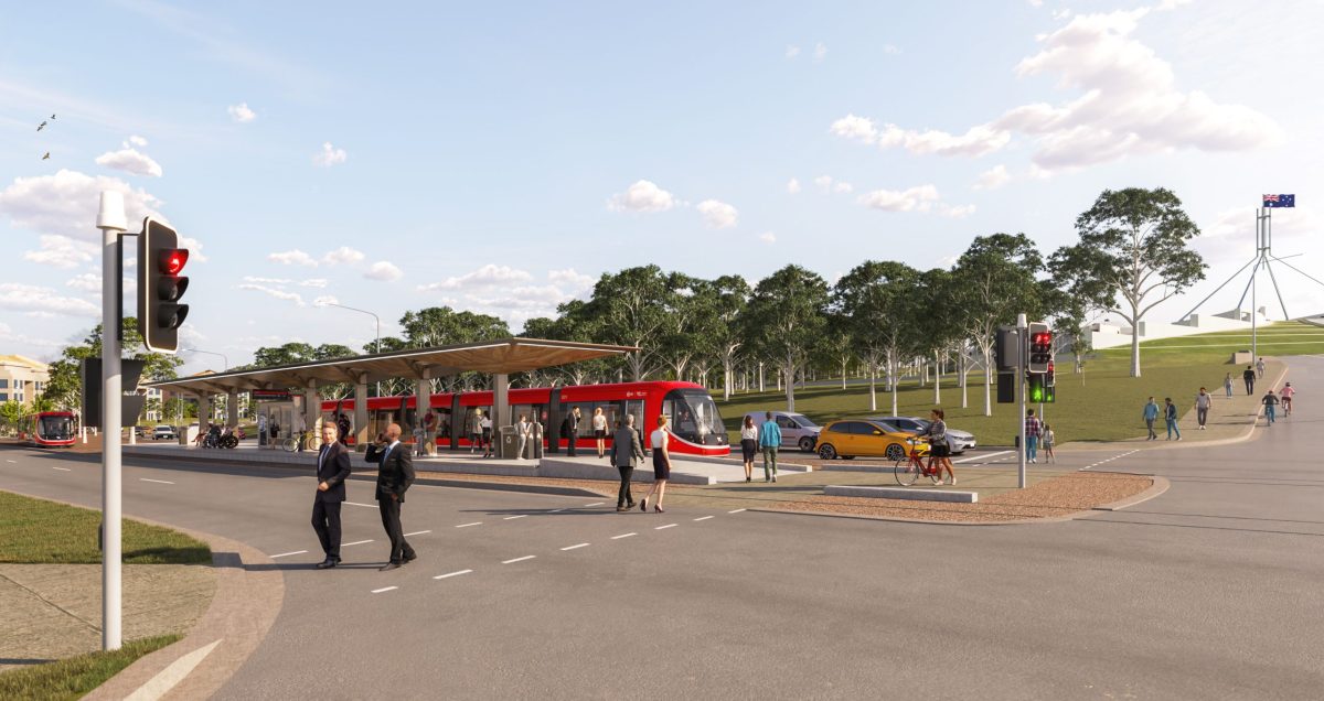 artist impression of light rail stop