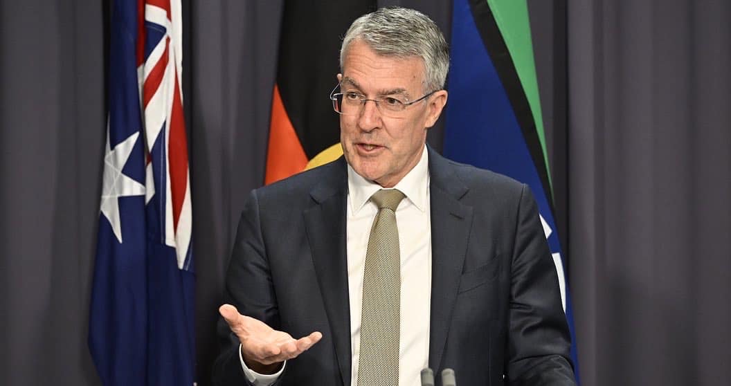 Attorney-General Mark Dreyfus talking at a press conference.