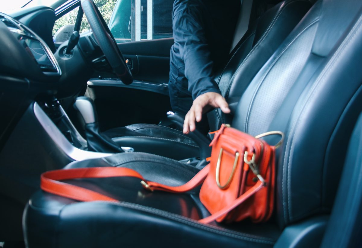 thief stealing a handbag from a car