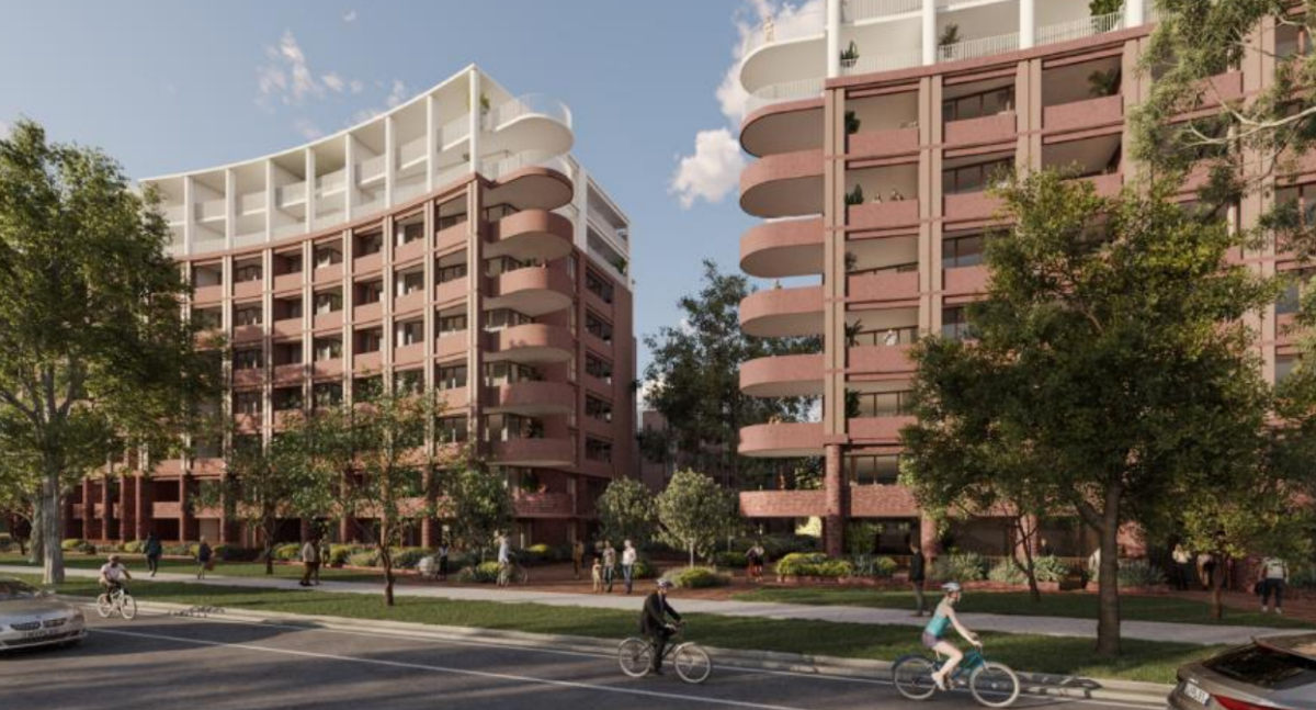 A Northbourne Avenue view of the two-toned proposed development.