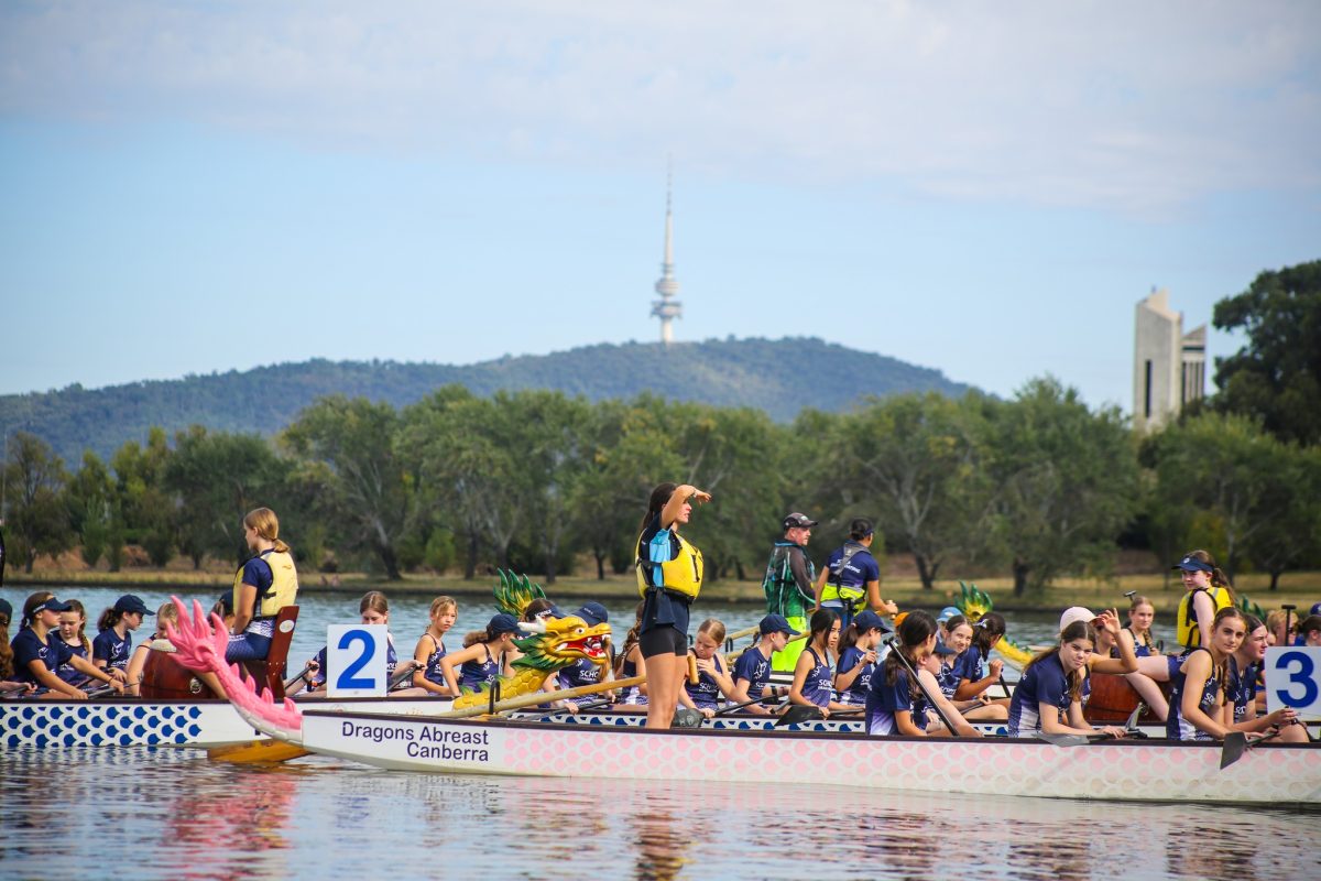 Dragon boating on Lake Burley Griffin