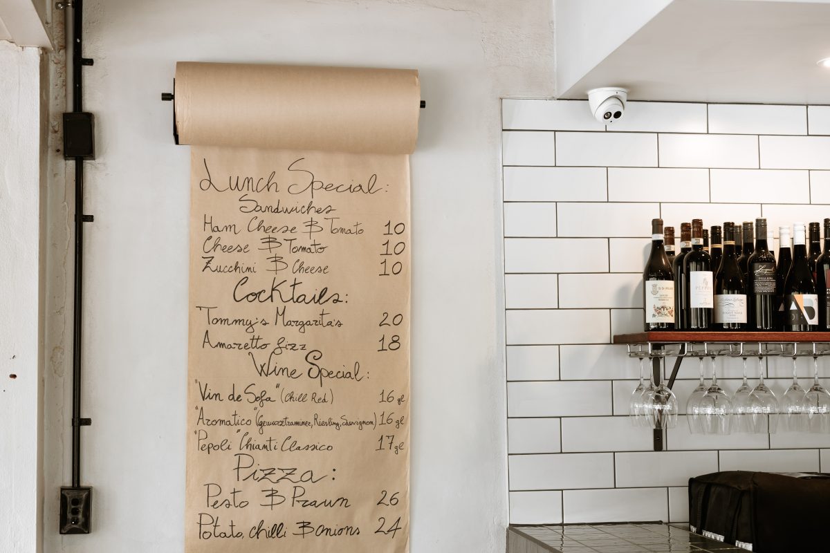 wine list on a wall