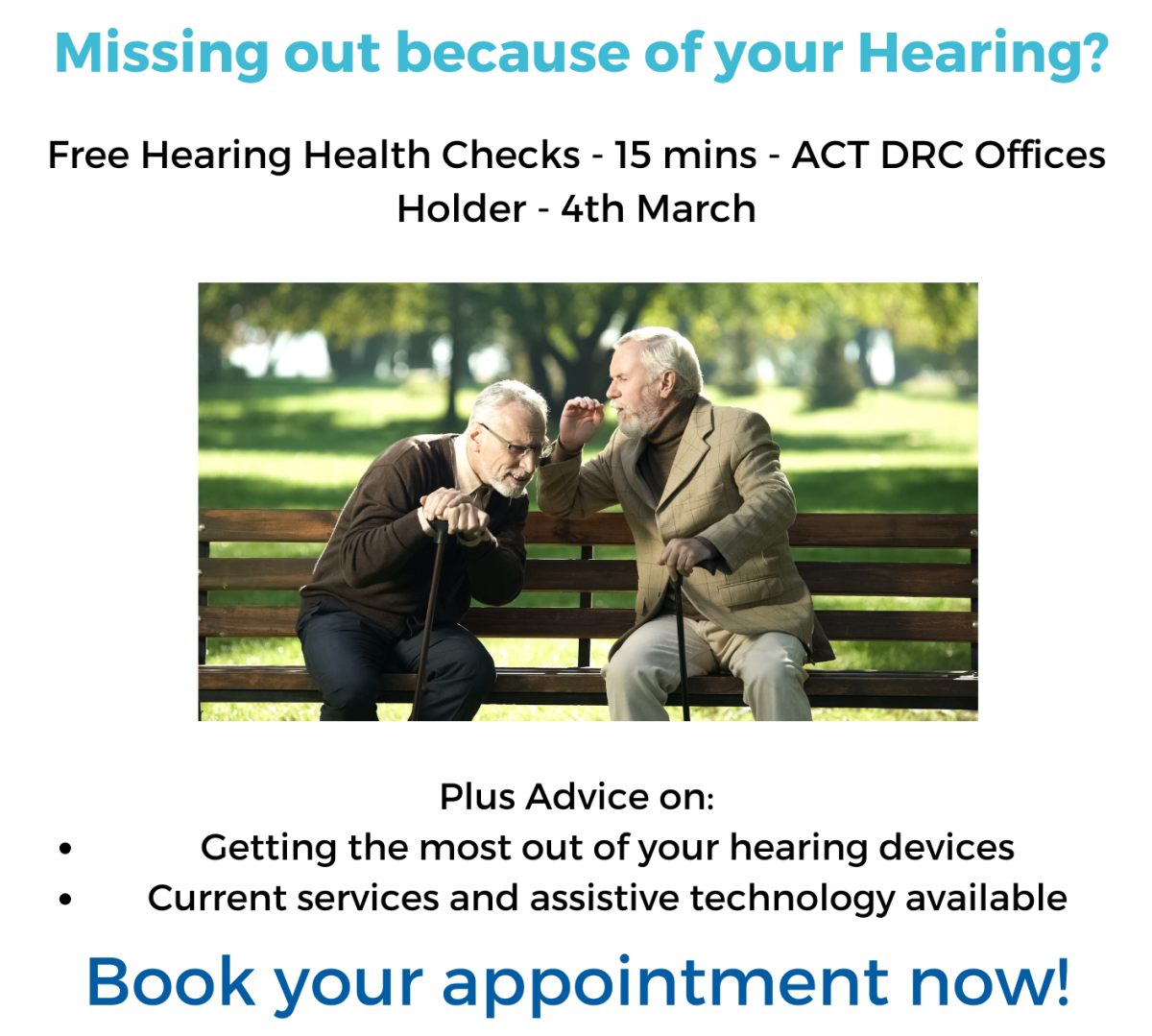 Poster for ACT DRC Hearing Health Check