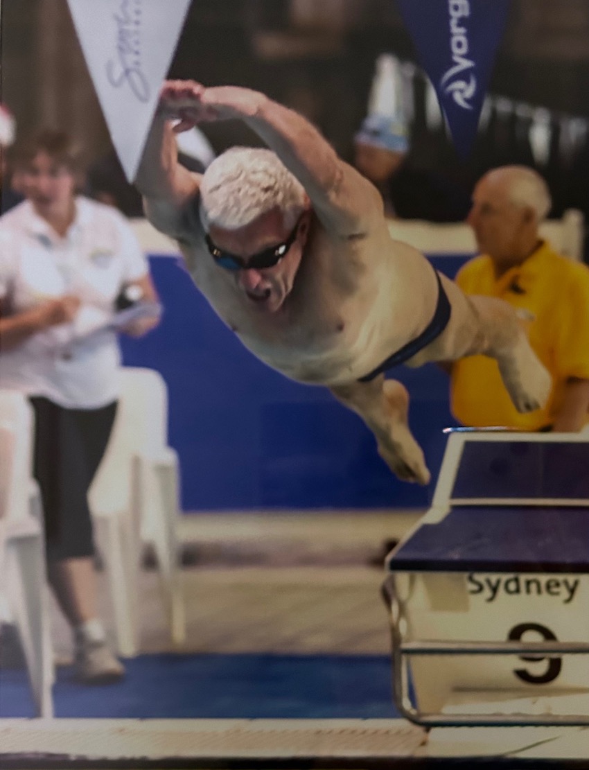 Gary Stutsel, diving into the pool.