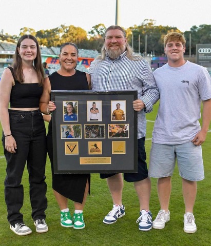 Louise and family at GIO Stadium on the announcement of her retirement