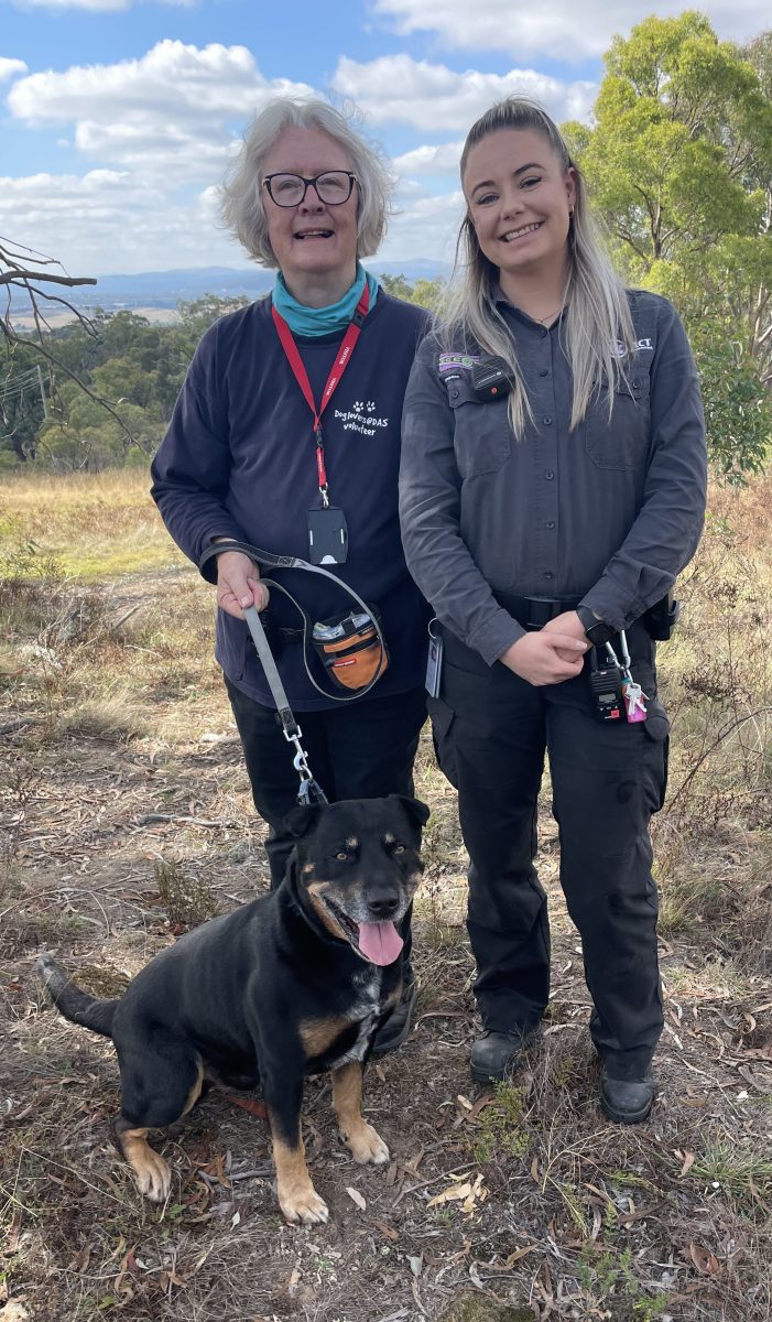 Two women with dog