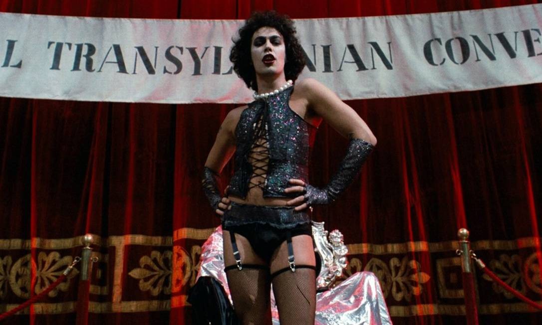 Still from The Rocky Horror Picture Show showing a person in drag