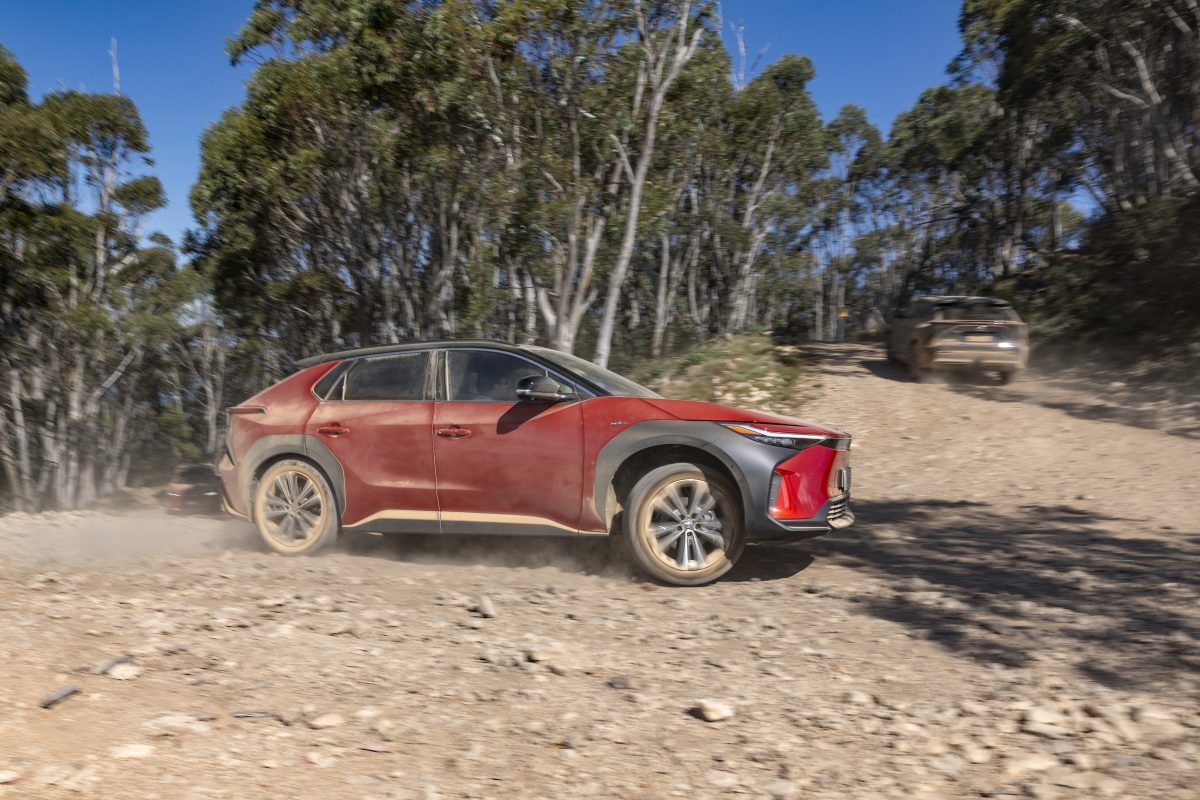 SUV on dirt road