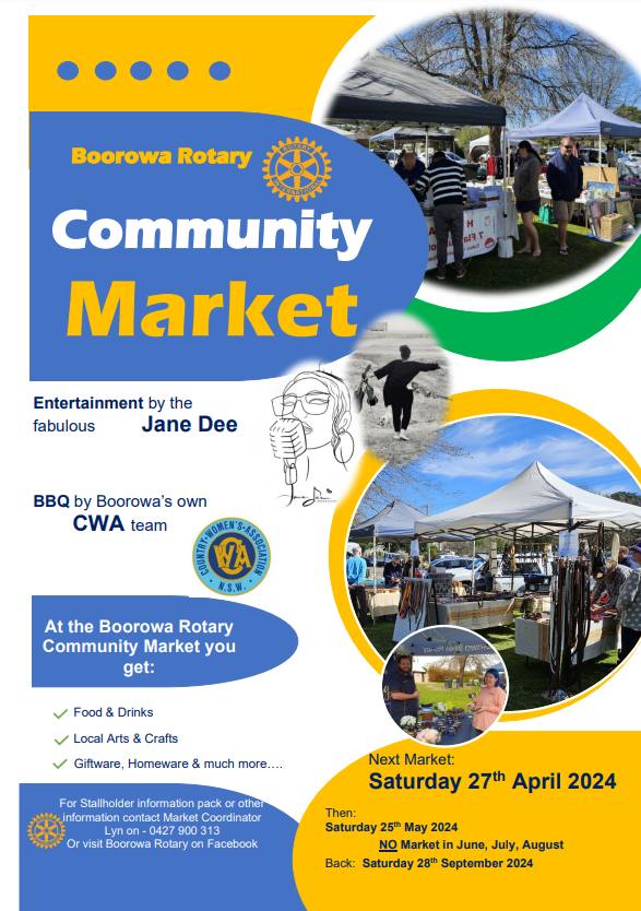 Poster for Boorowa Rotary Community Market