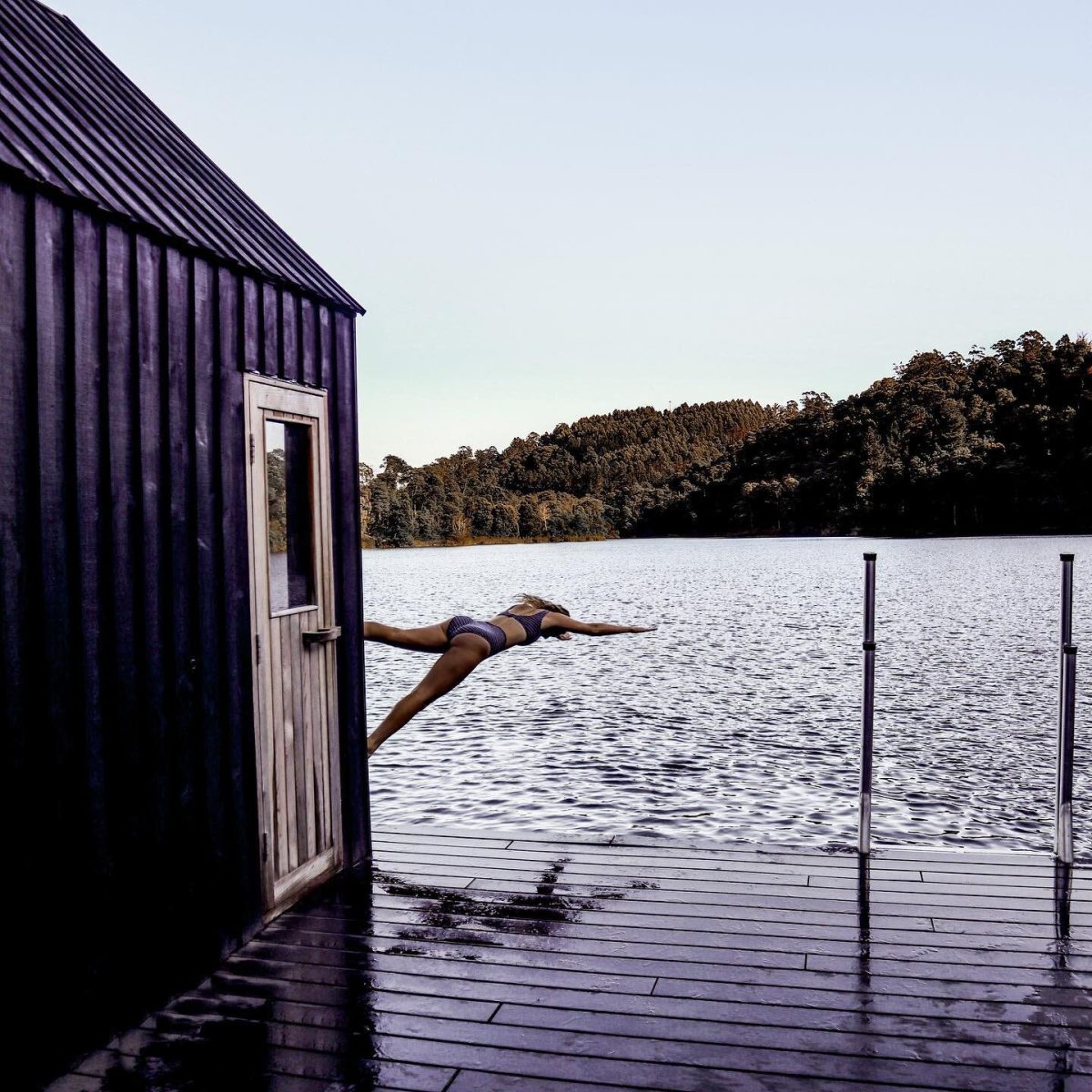 woman diving into water