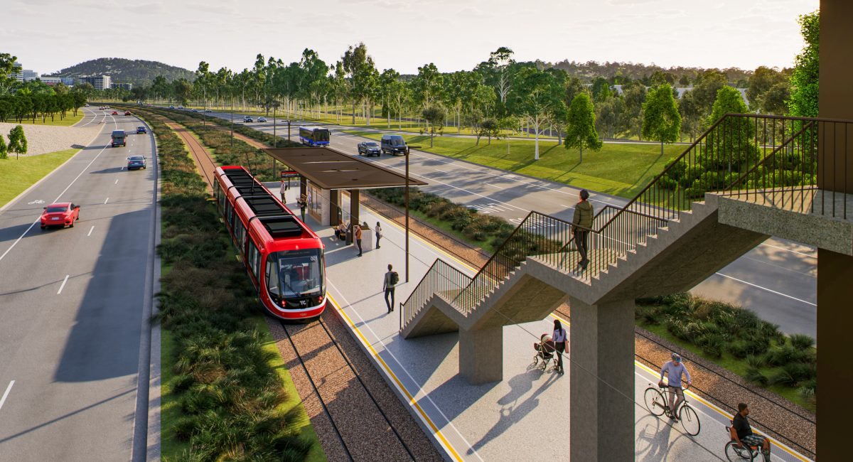 light rail render for Curtin stop