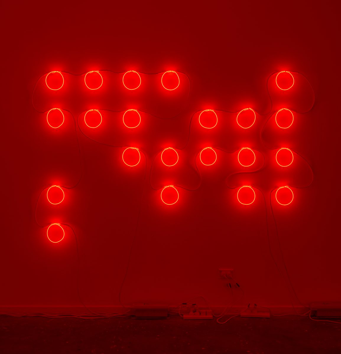 red neon light installation