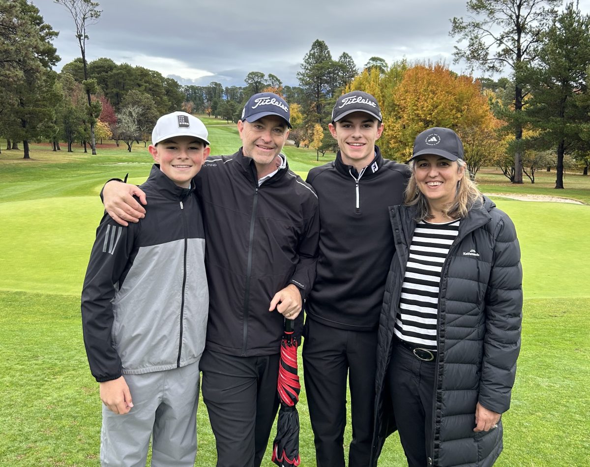 family on a golf course