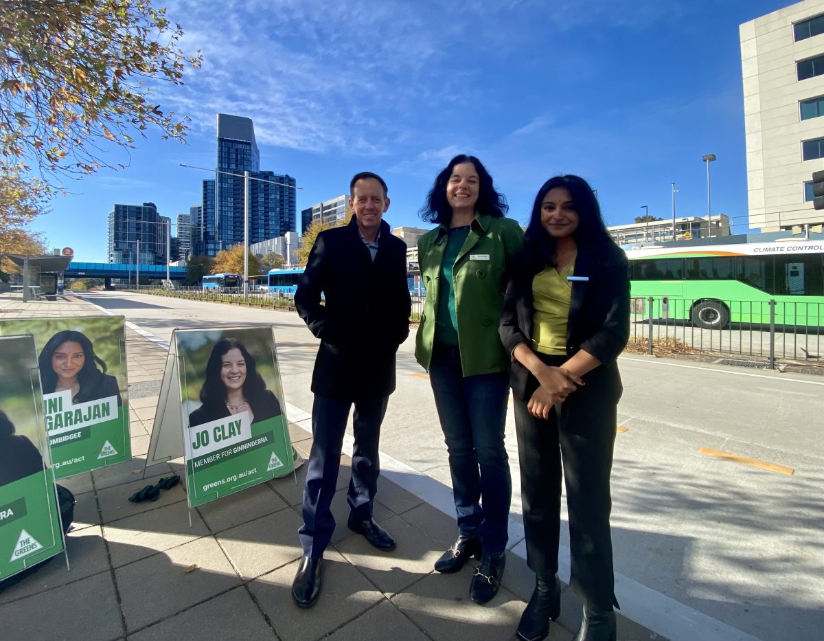 ACT Greens candidates at bus stop