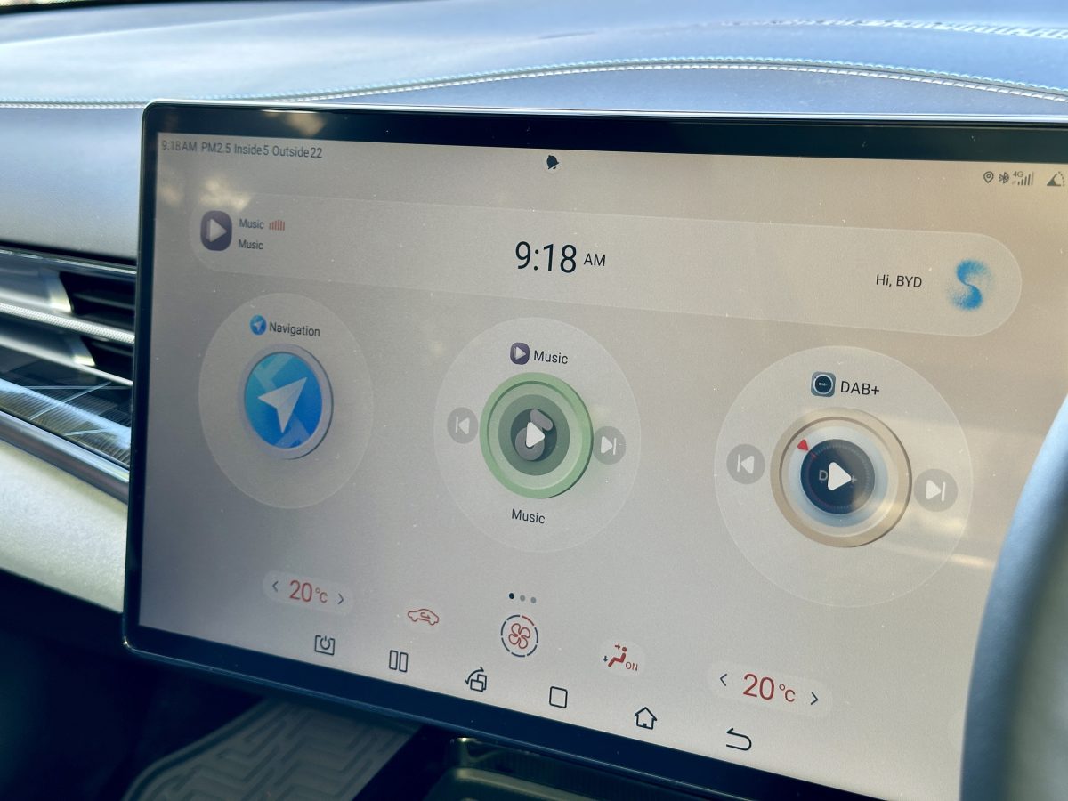 touchscreen inside the BYD Seal