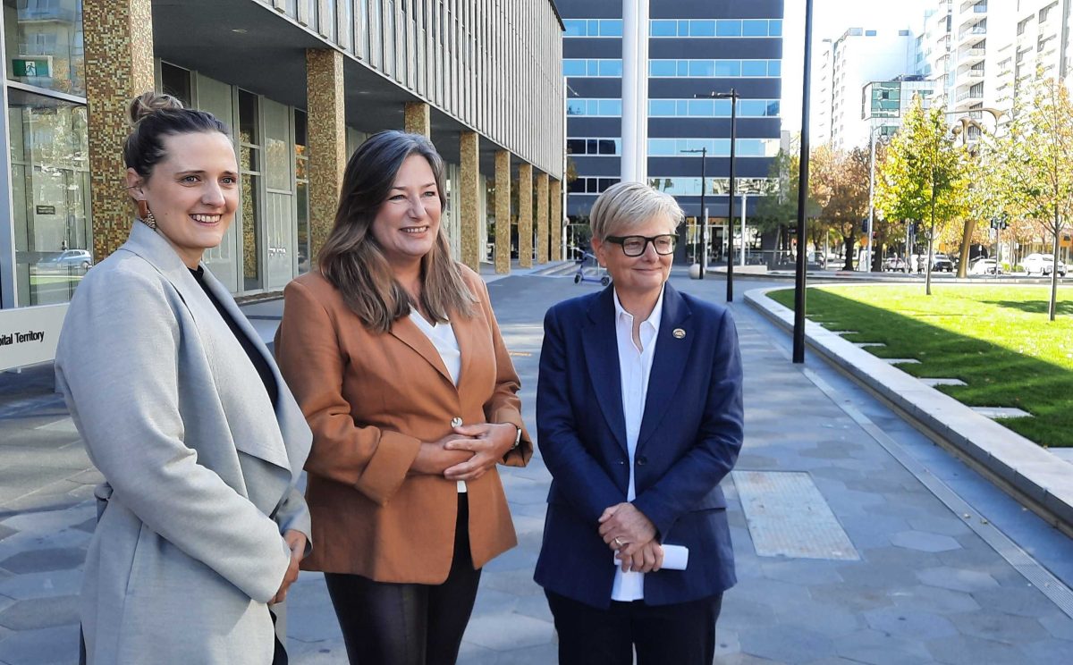 Liane Joubert, Yvette Berry and Angela Burroughs at the Legislative Assembly. 