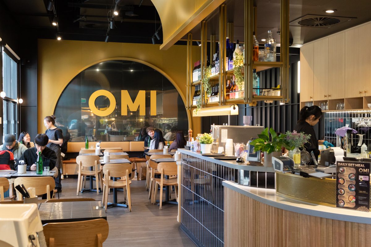 A photo of a restaurant inside, OMI