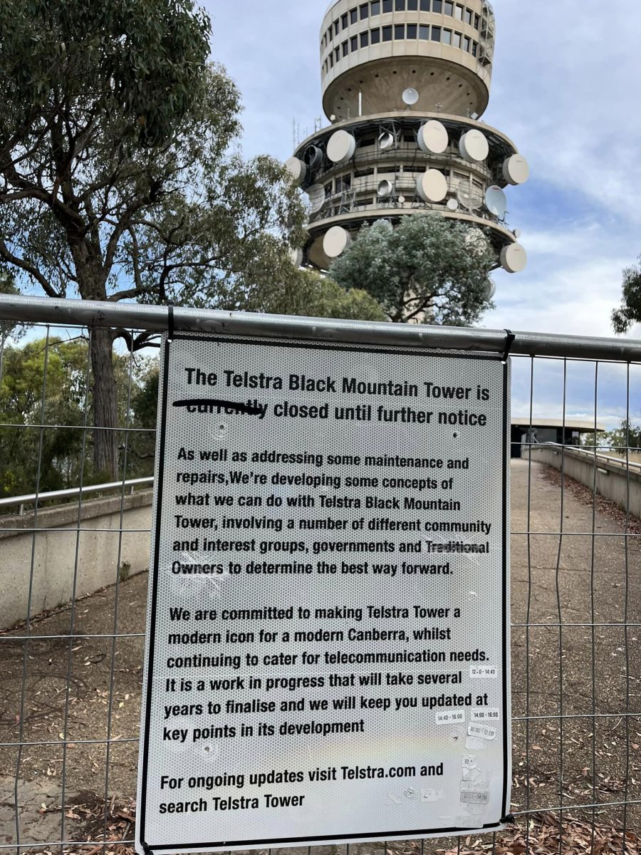 Sign saying Telstra Tower is closed 