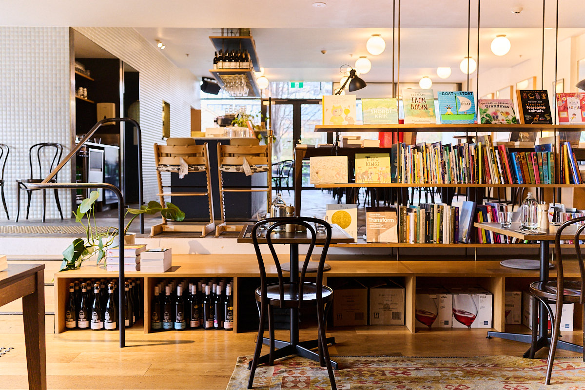 Cafe and bookshop interior