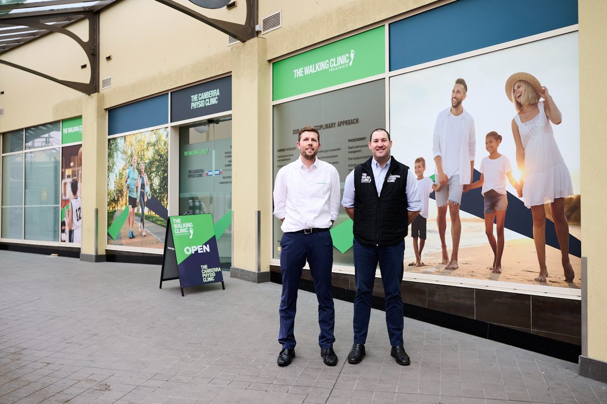 two people standing in front of The Walking Clinic Manuka space