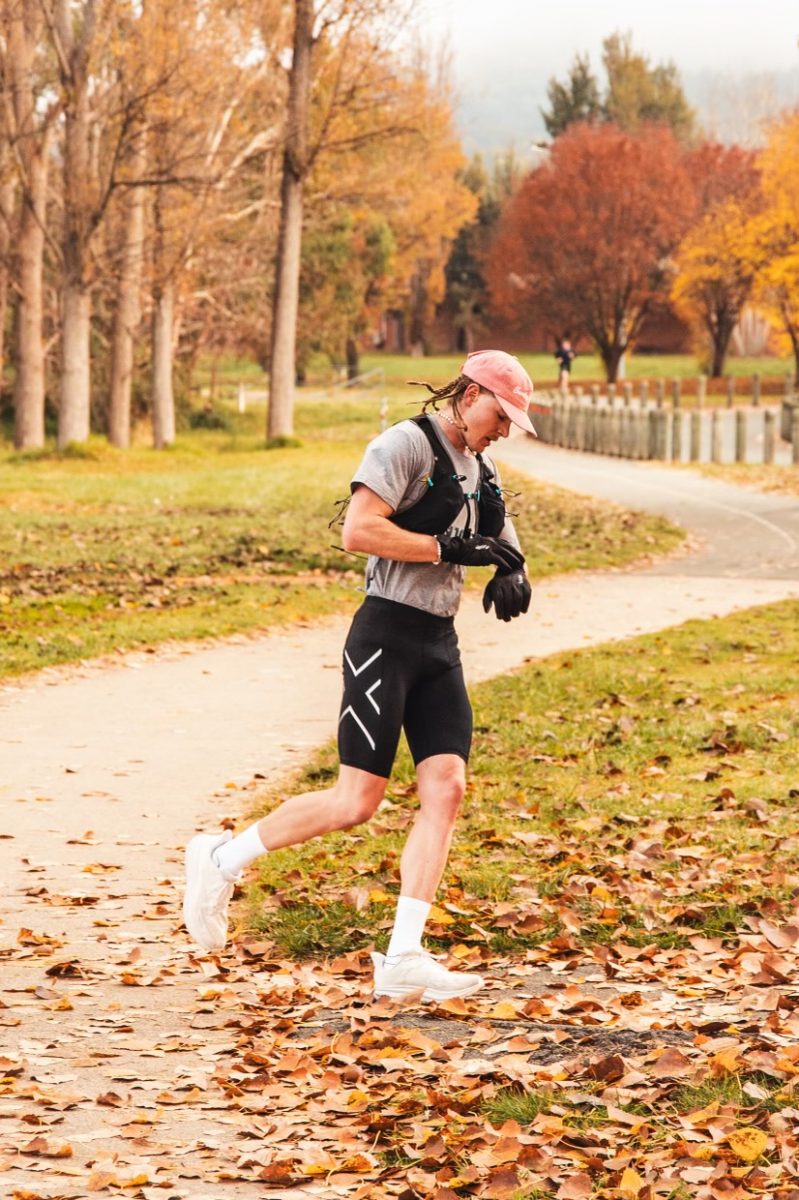 Will Hayes during his 100 kilometre run through Canberra