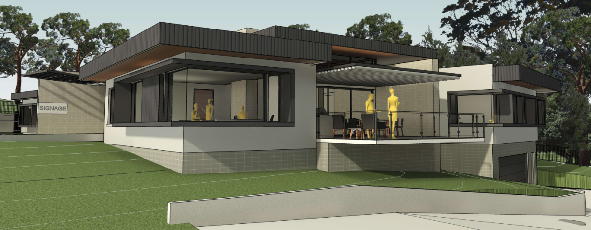 Concept of the rear view of the palliative care respite centre at Garran.