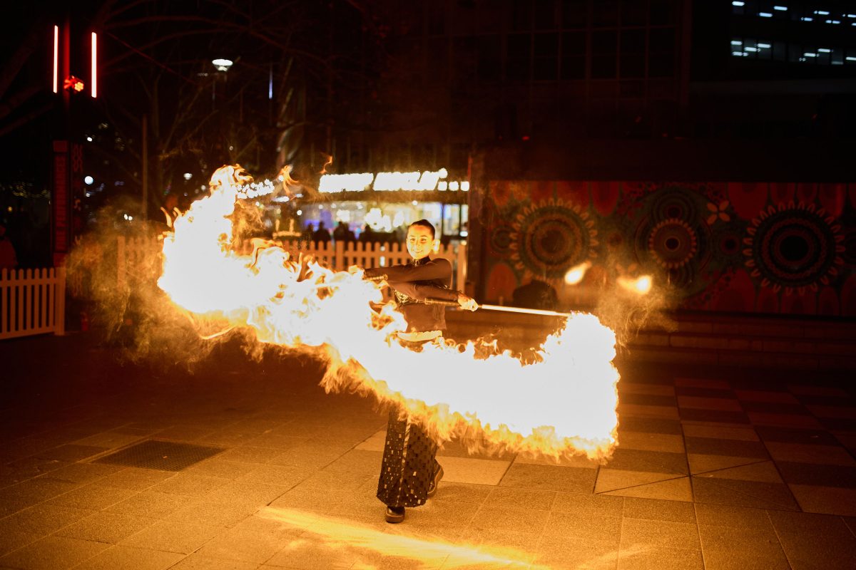 Fire dance display.