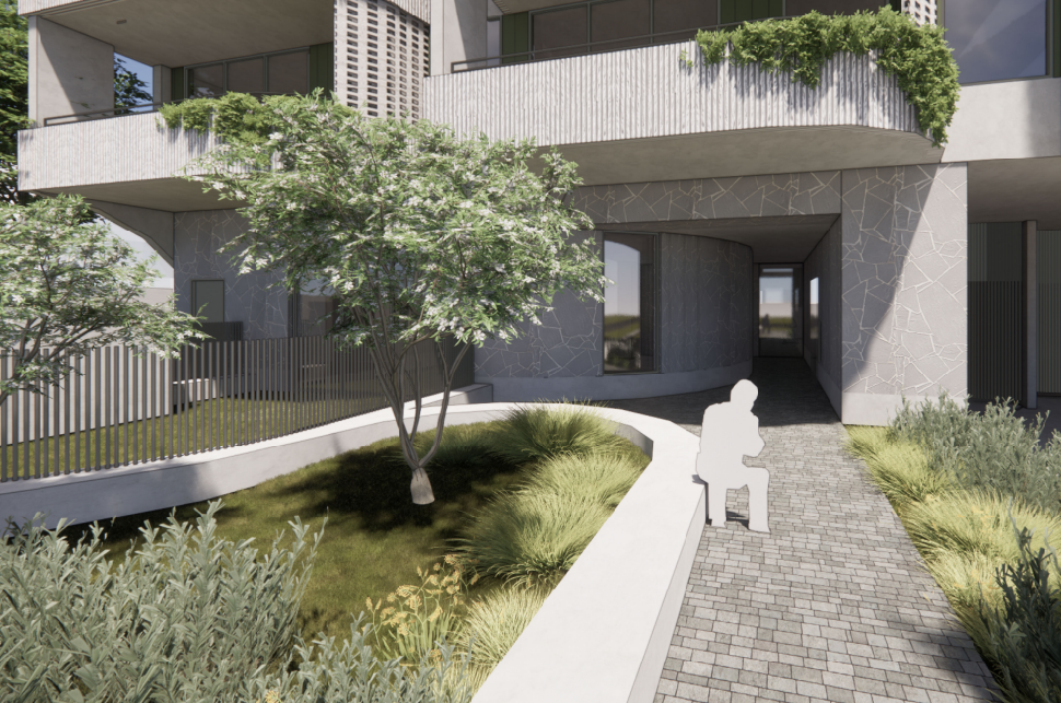 A quiet place: The internal courtyard proposed for the project.