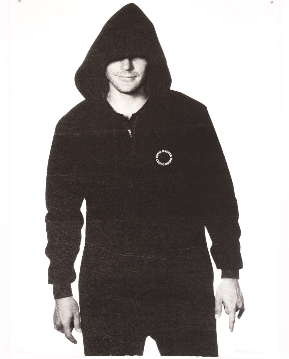 Vertical man wearing a hoodie