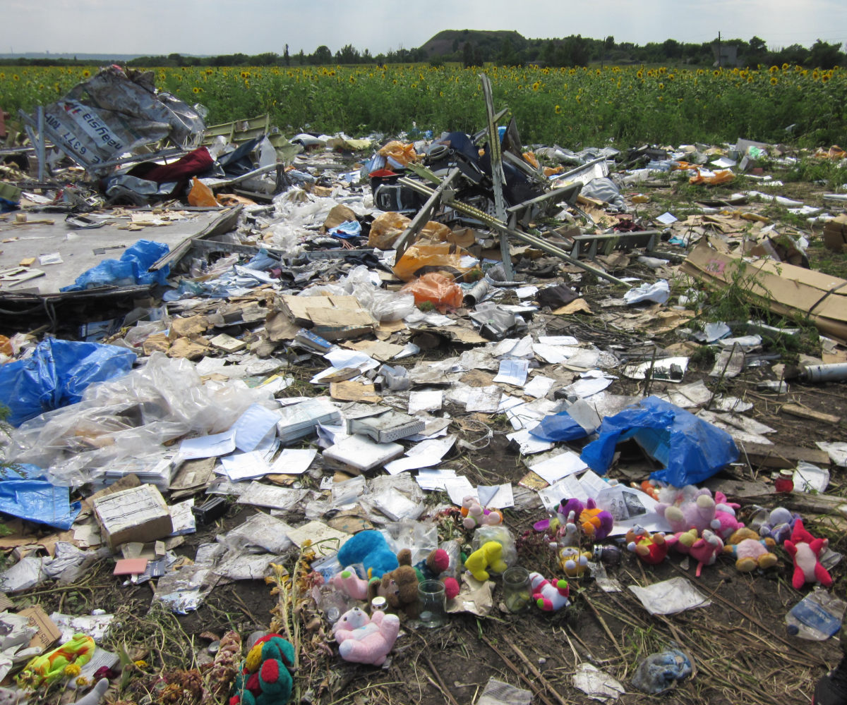 plane wreckage and personal belongings
