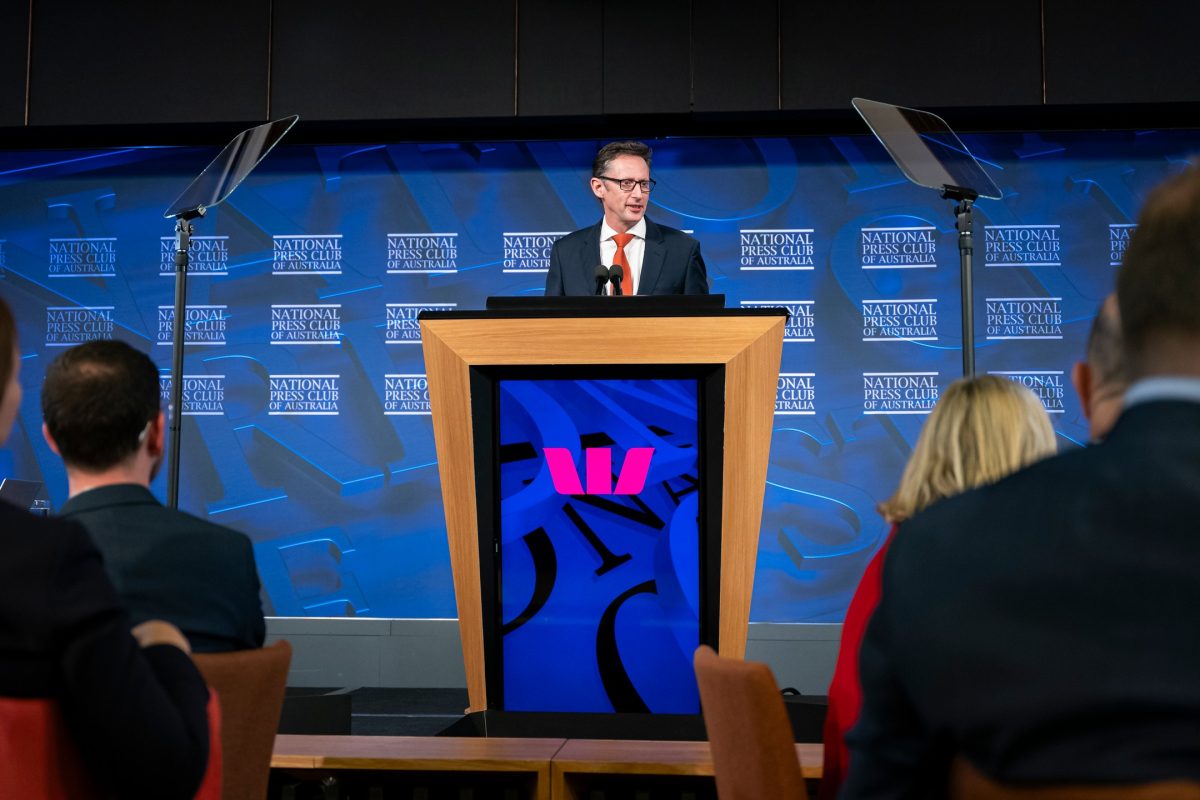 man speaking at the National Press Club