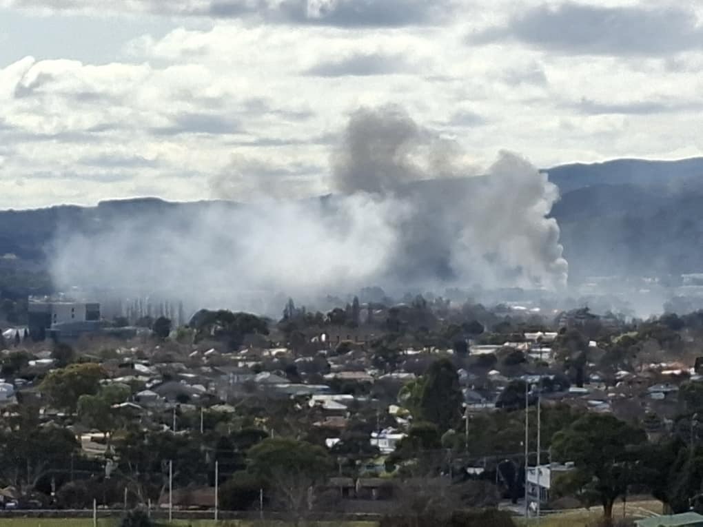 smoke plumes above Queanbeyan