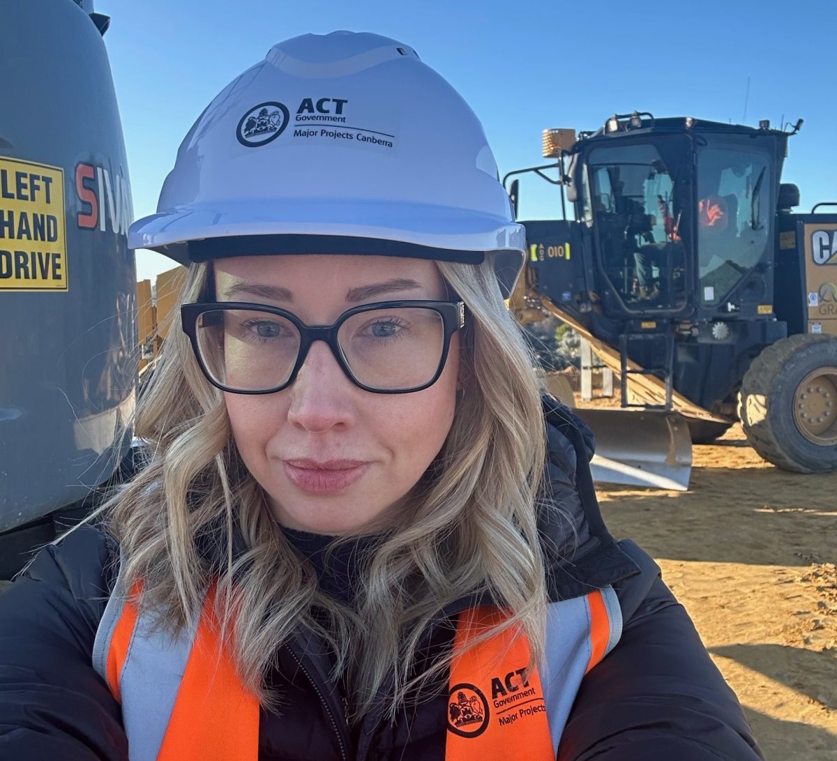 Woman wearing a hardhat