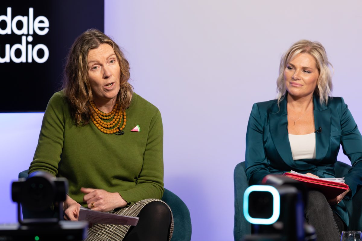 Two women debating