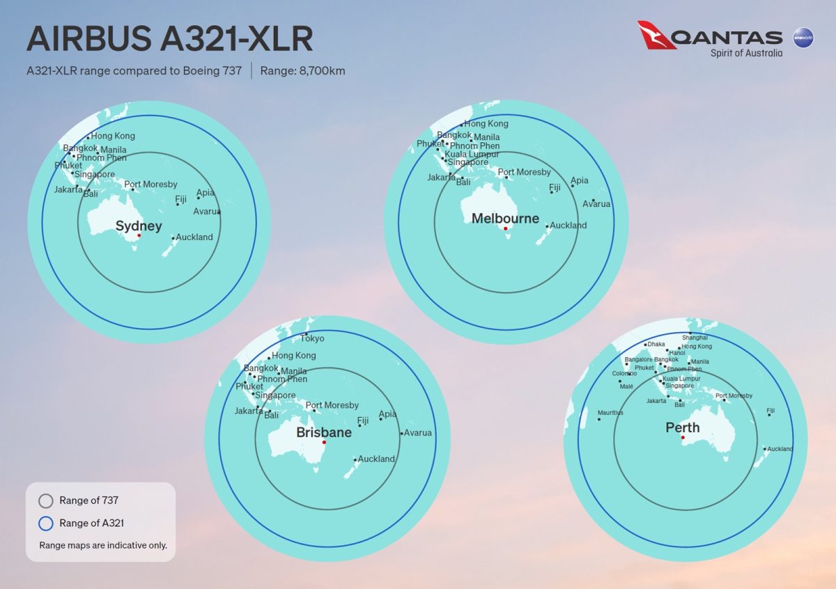 A321XLR range circles