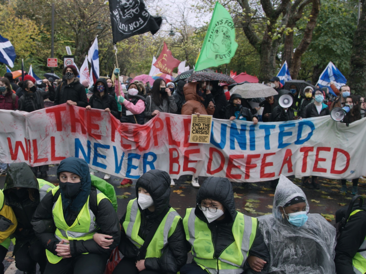 Still from Climate Changers showing a protest