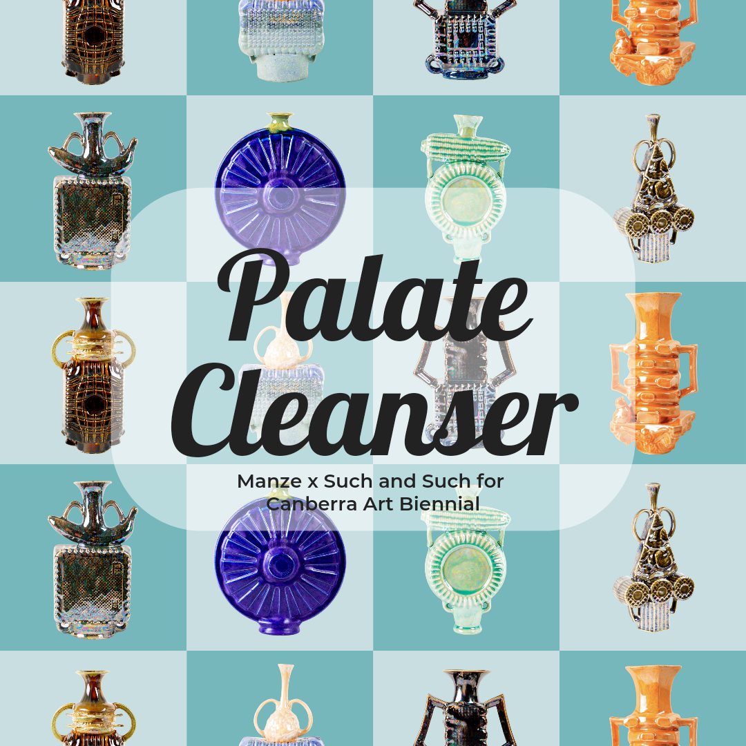 Palate Cleanser poster with arty checkered background.