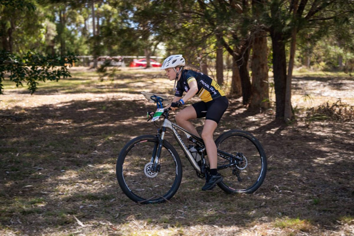 Woman riding mountain bike