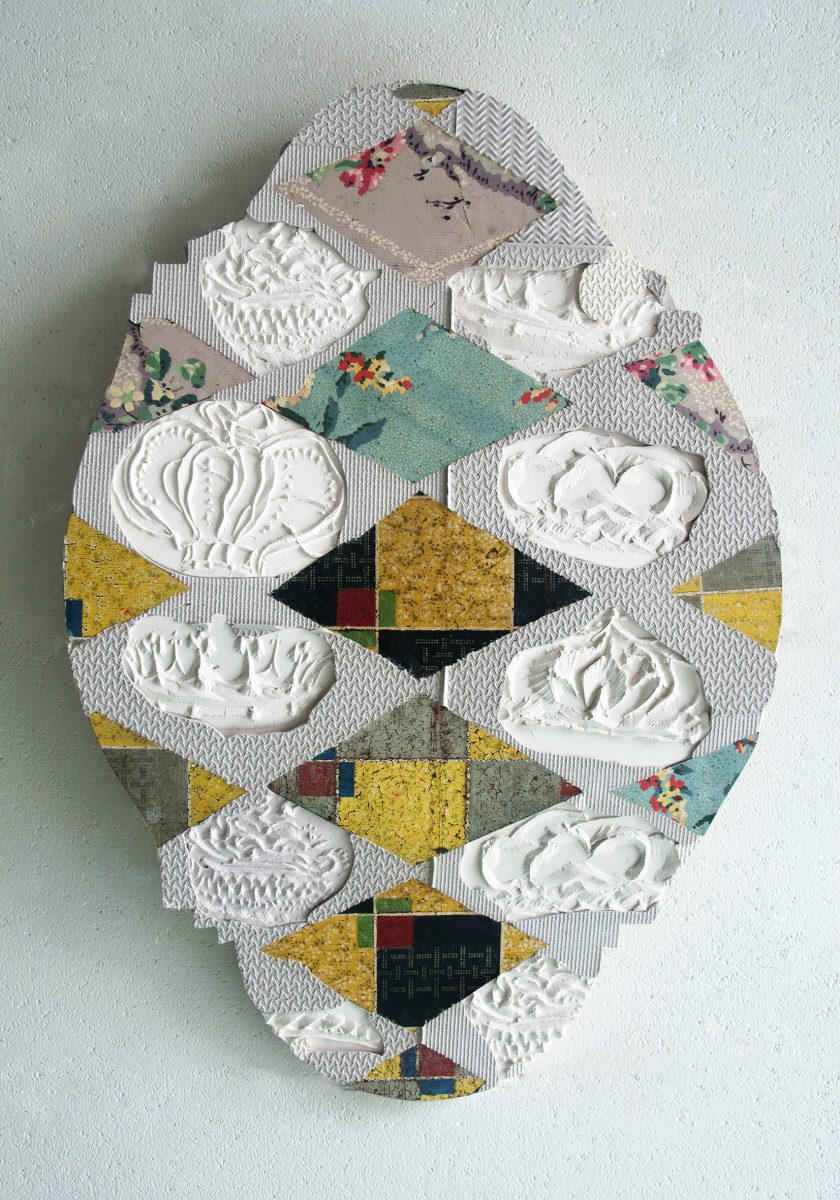 Plaster relief artwork called 'Coronas' by Bruce Reynolds