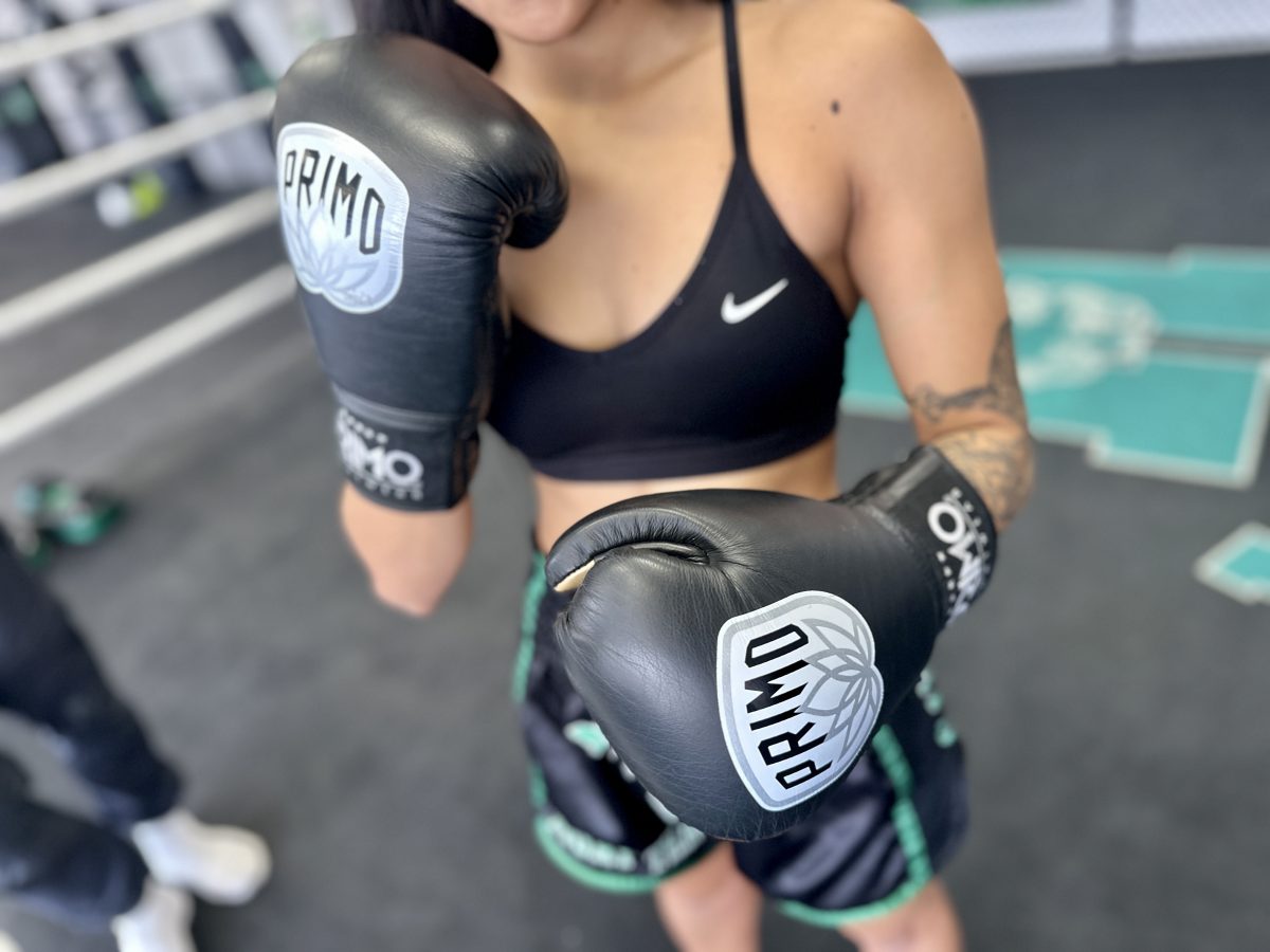 woman with boxing gloves