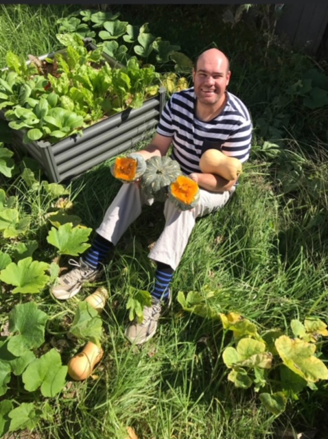 Andrew Radford in a vegetable garden