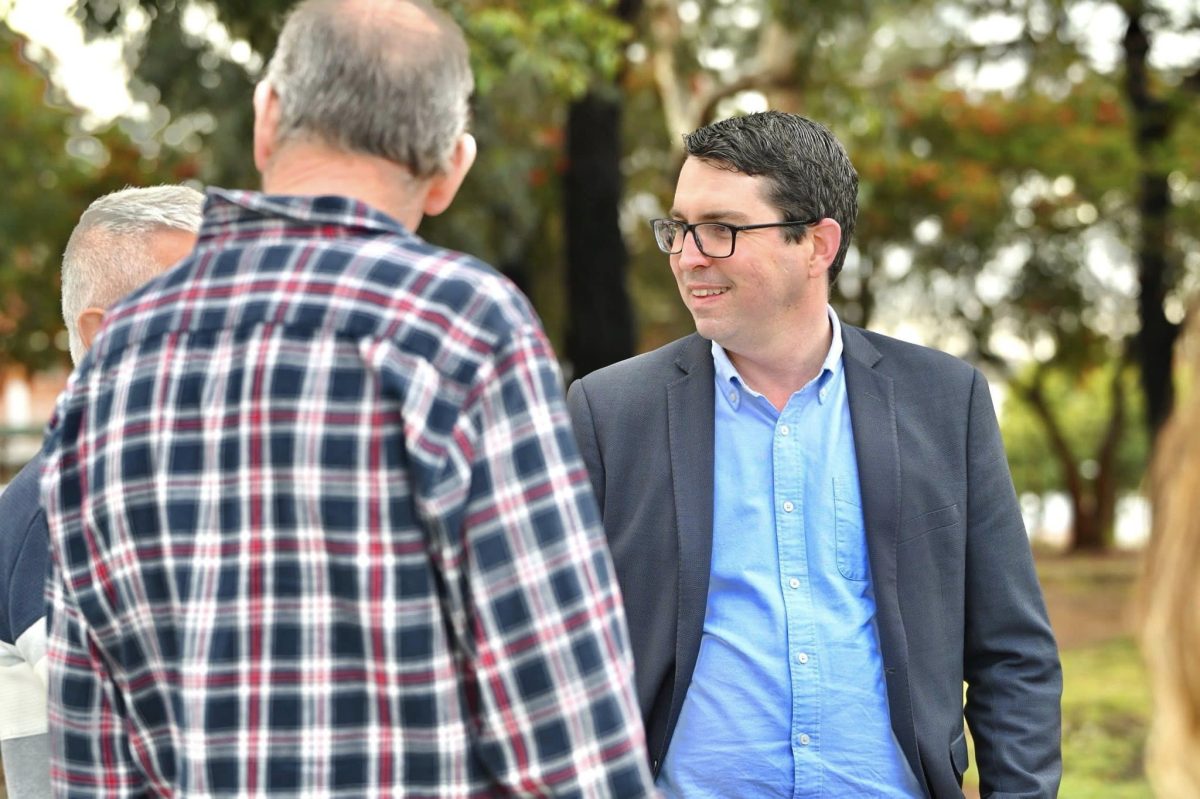 Patrick Gorman with voters