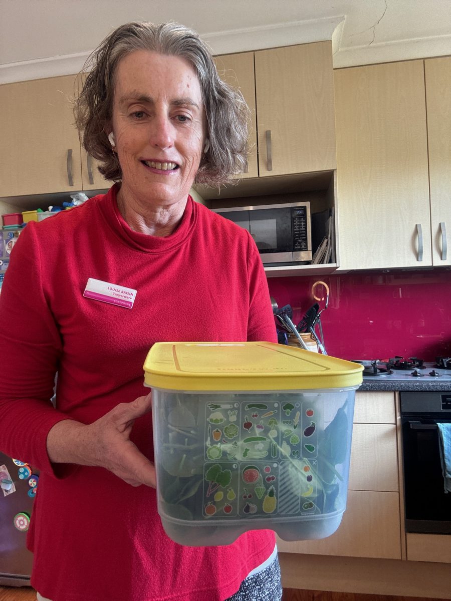 Louise with Tupperware