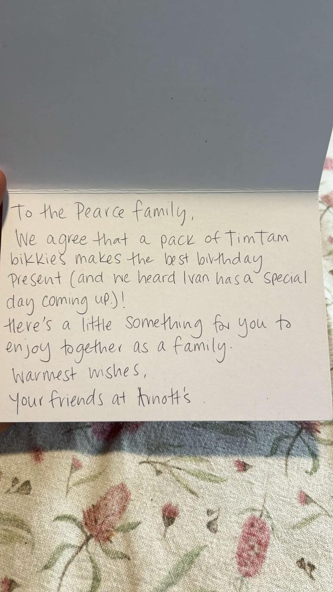 A letter from Arnott's to the Pearce family.